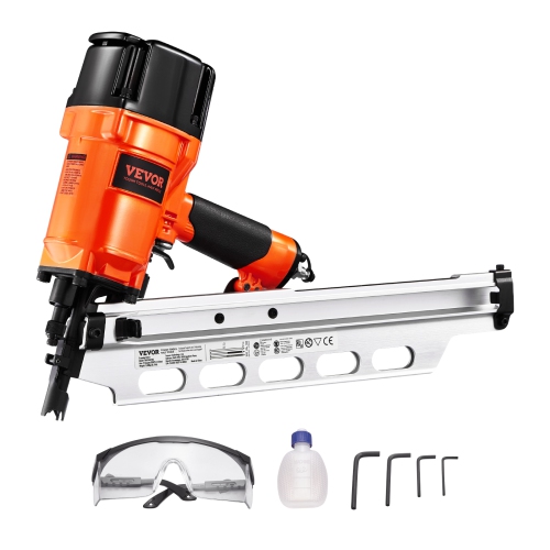 VEVOR  80-120Psi Framing Nailer, 2" to 3-1/2" 21 Degree Full Round Head Pneumatic Framing Nailer \w Dual Trigger Modes & Tool-Less Depth Adjustment