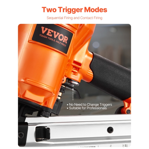 VEVOR 80-120PSI Framing Nailer, 2" to 3-1/2" 21 Degree Full Round Head Pneumatic Framing Nailer with Dual Trigger Modes & Tool-Less Depth Adjustment,