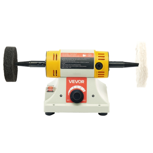 VEVOR 1/2HP Bench Buffer Polisher, Polishing Buffing Machine, 0 to 8000RPM Benchtop Polisher Grinder with 4" Cloth Wheel, 3" Grinding Wheel & 3"