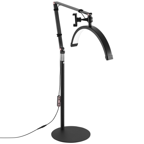 Lampe demi-lune VEVOR pour Esthéticien, lampe de plancher et de bureau 2 en 1 LED pour rallonges de cils, lampe de cils arquée avec support de