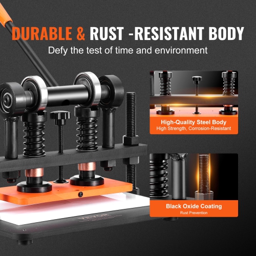 VEVOR 10.2 x 4.7 in Leather Cutting Machine, Embossing Plate Manual Die Cutter, 0.47 in Pressure Stroke Leather Embossing Machine, Dual Guide Shafts