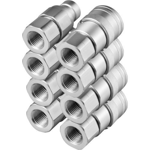 VEVOR 1/2 Body Hydraulic Coupler with 1/2" NPT Thread 27.6 MPa Hydraulic Quick Connect 4 Pairs Hydraulic Coupling Quick Connect 45.5 L/min Hydraulic