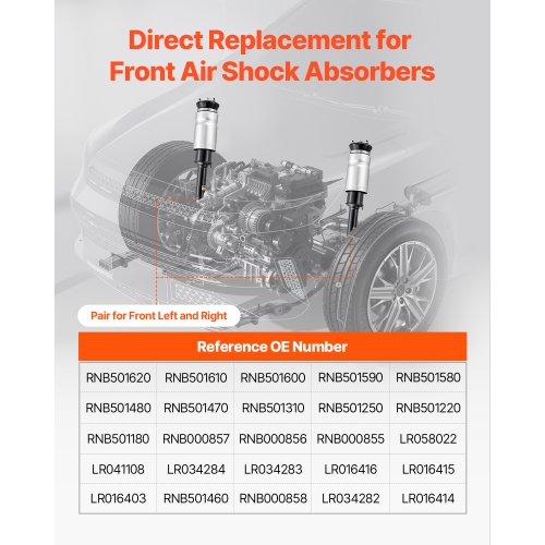 VEVOR 2 PCS Front Air Suspension Struts Shock Absorbers, Compatible With Land Rover LR3 2005-2009, LR4 2010-2014, Range Rover Sport 2005-2013,