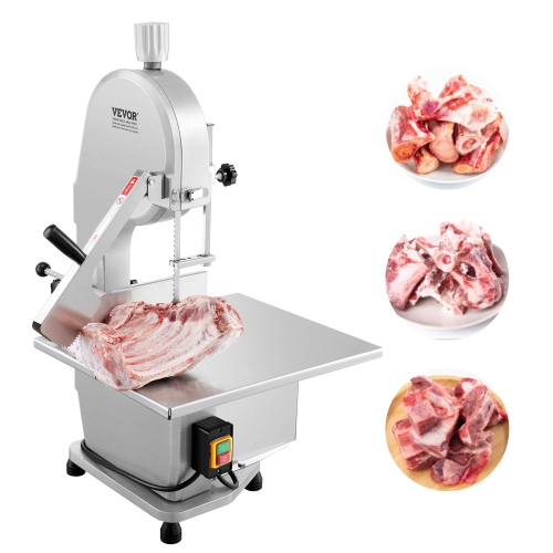 VEVOR 1800W Commercial Electric Meat Bandsaw, Stainless Steel, Workbeach 15" x 19.1", 7.09 Inch Max Cutting Thickness, Frozen Meat Cutter with 5