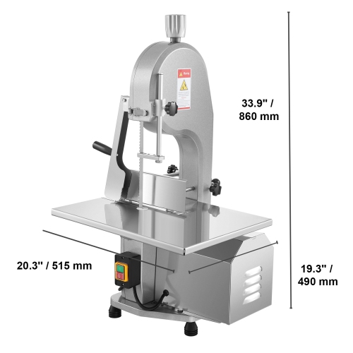 VEVOR 1800W Commercial Electric Meat Bandsaw, Stainless Steel, Workbeach 15" x 19.1", 7.09 Inch Max Cutting Thickness, Frozen Meat Cutter with 5