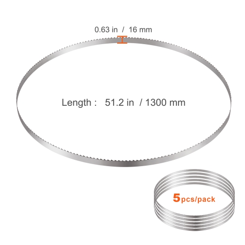 VEVOR 51.2x0.63x0.02 in Band Saw Blade, 5 PCS/Pack Meat Bandsaw Blades for Replacement, Carbon Steel Blade, Blade Wrapped by Rust-Proof Paper, Fit