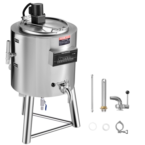 VEVOR 50L Milk Pasteurizer , Commercial Milk Pasteurization Machine, Food Grade 304 Stainless Steel, Professional Pasteurization with Time and