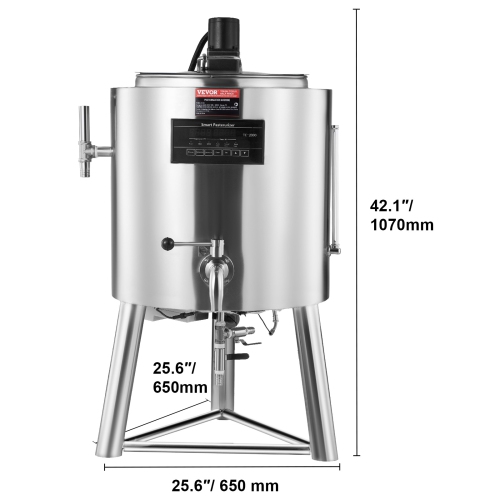 VEVOR 50L Milk Pasteurizer , Commercial Milk Pasteurization Machine, Food Grade 304 Stainless Steel, Professional Pasteurization with Time and