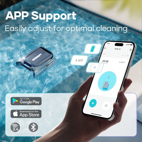 Aiper Surfer S1 Solar Powered Automatic Robotic Pool Skimmer Cleaner, Lasts 12 Hours, App Control, Ultrasonic Detection