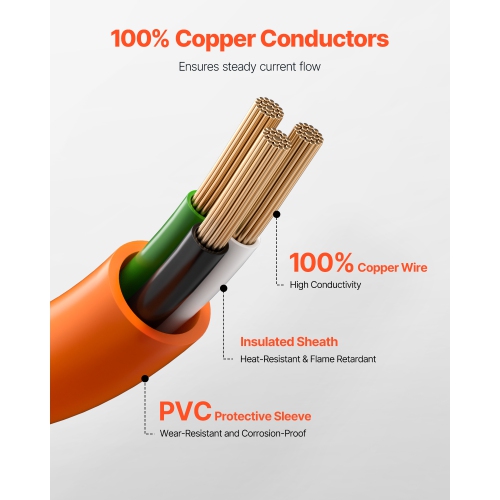 VEVOR 10 ft Dryer Extension Cord, 3-Prong NEMA 10-30P to 10-30R Dryer Cord, 125V/250V STW 10AWG/3C, 30A, Pure Copper Wire Cable with Black Non-woven