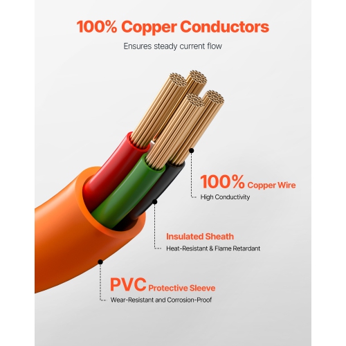 VEVOR 25 ft Dryer Extension Cord, 4-Prong NEMA 14-30P to 14-30R Dryer Cord, 125V/250V, STW 10AWG/4C, 30A, Pure Copper Wire Cable with Black Non-woven