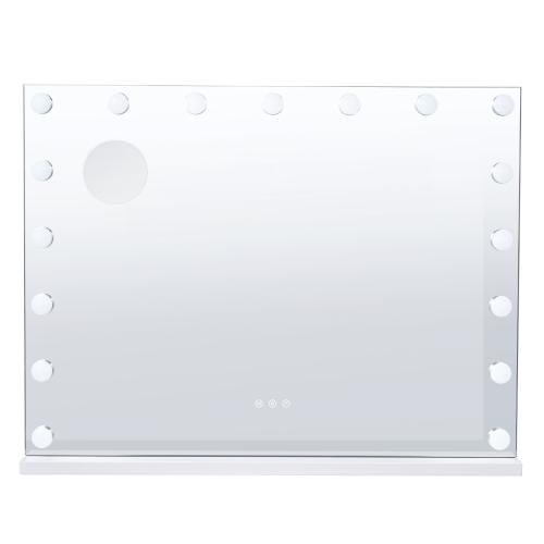 VEVOR 31.5x23.6in Hollywood Vanity Mirror With Lights,Dimmable Bulbs &3 Color Lighting Modes, Makeup Mirror w/ Detachable 5X Magnification,USB
