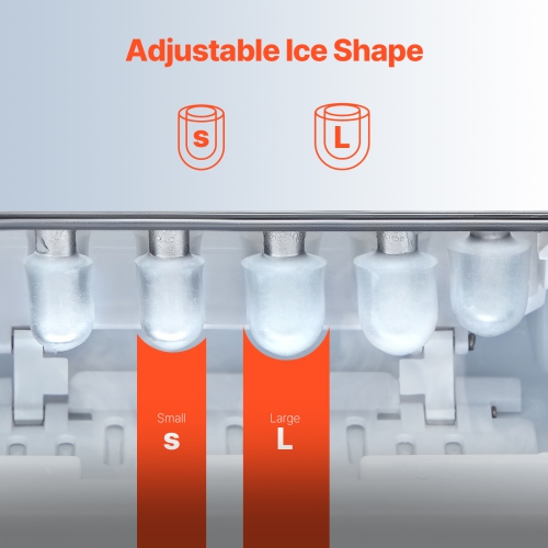 VEVOR 26lbs in 24Hrs Countertop Ice Maker, 9 Cubes Ready in 6 Mins, Self-Cleaning, with Ice Scoop and Basket, Ice Machine with 2 Sizes Bullet Ice for