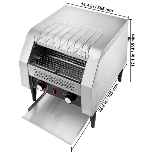 VEVOR Commercial Conveyor Toaster, 300 Slices/Hour Conveyor Belt Toaster, Heavy Duty Stainless Steel Commercial Toaster Oven, Electric Restaurant