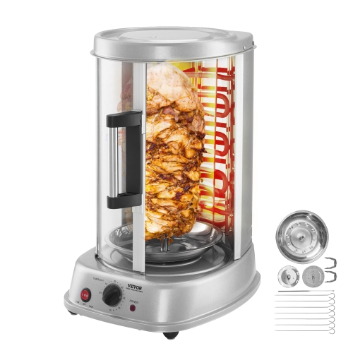 VEVOR Shawarma Grill Machine, Vertical Chicken Shawarma Cooker Machine Countertop, Electric Stainless Steel Broiler Gyro Rotisserie Oven Doner Kebab