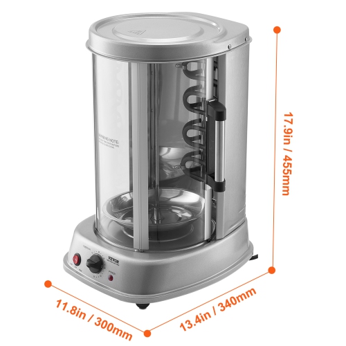 VEVOR Shawarma Grill Machine, Vertical Chicken Shawarma Cooker Machine Countertop, Electric Stainless Steel Broiler Gyro Rotisserie Oven Doner Kebab