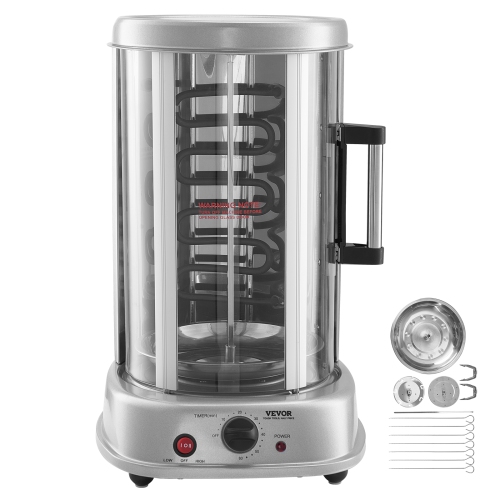 VEVOR Shawarma Grill Machine, Vertical Chicken Shawarma Cooker Machine Countertop, Electric Stainless Steel Broiler Gyro Rotisserie Oven Doner Kebab