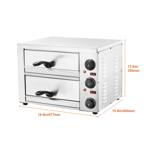 VEVOR 12-inch Electric Pizza Oven for Countertops, 1700W, with Temp Control & 0-120 Min Timer, Even Baking Technology & Easy Clean Crumb Tray, Ideal