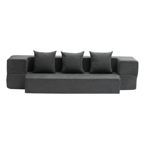 VEVOR 3-in-1 Folding Sofa Bed, Foldable Couch Bed with 3 Pillows and Washable Cover, 25D High Density Memory Foam Convertible Sleeper Chair Bed,
