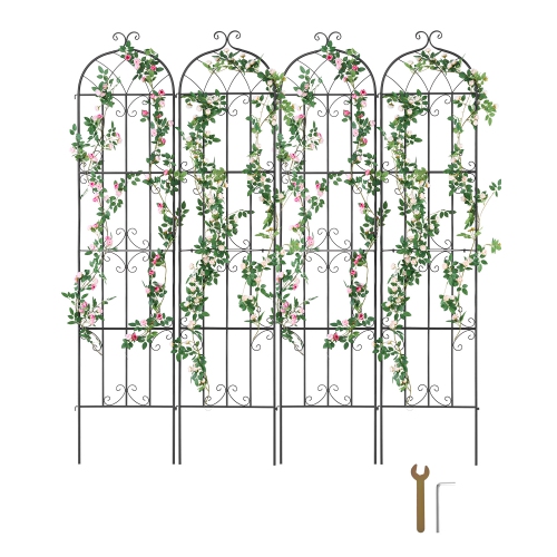 VEVOR  87 X 20 In Garden Trellis for Climbing Plants, 4 Packs Rustproof Metal Trellis, Climbing Rose Trellis Cucumbers Support, Decorative Clematis