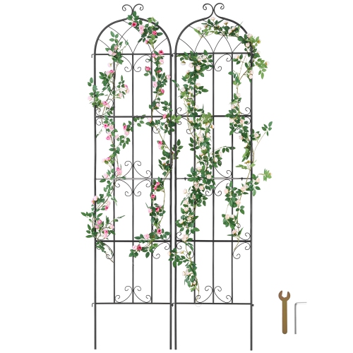 VEVOR  87 X 20 In Garden Trellis for Climbing Plants, 2 Packs Rustproof Metal Trellis, Climbing Rose Trellis Cucumbers Support, Decorative Clematis