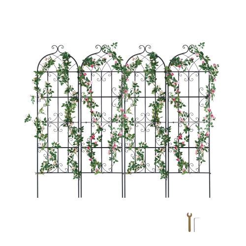VEVOR  71 X 20 In Garden Trellis for Climbing Plants, 4 Packs Rustproof Metal Trellis, Climbing Rose Trellis Cucumbers Support, Decorative Clematis