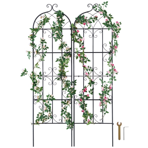 VEVOR  71 X 20 In Garden Trellis for Climbing Plants, 2 Packs Rustproof Metal Trellis, Climbing Rose Trellis Cucumbers Support, Decorative Clematis