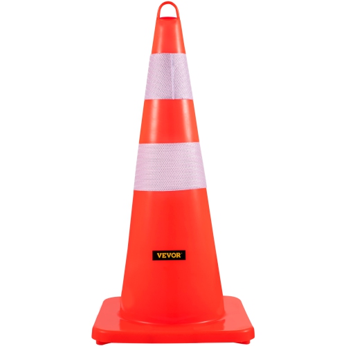 VEVOR 12 x 28" Safety Cones, Traffic Cones, PVC Orange Construction Cones, 2 Reflective Collars Traffic Cones with Weighted Base and Hand-Held Ring