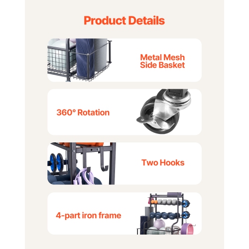 VEVOR Yoga Mat Storage Rack,Powder Coated Finish Steel Yoga Mat Holder, Home Gym Workout Equipment Organizer with Hooks & Wheels,Weight Rack for Foam