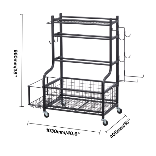 VEVOR Yoga Mat Storage Rack,Powder Coated Finish Steel Yoga Mat Holder, Home Gym Workout Equipment Organizer with Hooks & Wheels,Weight Rack for Foam