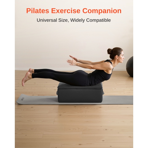 VEVOR 25x17x9 In Pilates Box for Reformer, Pilates Reformers Sitting Box for Exercises, Premium PU and Wood Pilates Equipment Accessory, Improve