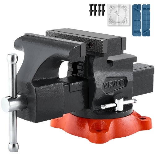 VEVOR  Bench Vise, 5.5" Jaw Width, 5.5" Max Jaw Opening Multipurpose Vise w 360° Swivel Locking Base, 2.8" Throat Depth, Heavy Duty Ductile Iron