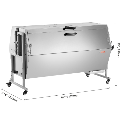 Gril de rôtisserie VEVOR 60&nbsp;W avec couvercle à capuchon, rôtissoire de 56&nbsp;po avec agneau et tournebroche, capacité de 286 lb, rôtissoire à