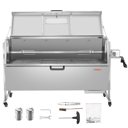 Gril de rôtisserie VEVOR 60&nbsp;W avec couvercle à capuchon, rôtissoire de 56&nbsp;po avec agneau et tournebroche, capacité de 286 lb, rôtissoire à