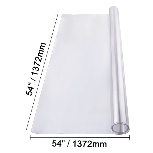 VEVOR 54 x 54 Inch 1.5 mm Plastic Table Cover, Thick Clear Table Protector, Square PVC Desk Mat, Waterproof & Easy Cleaning Desk Pad Tablecloth, for