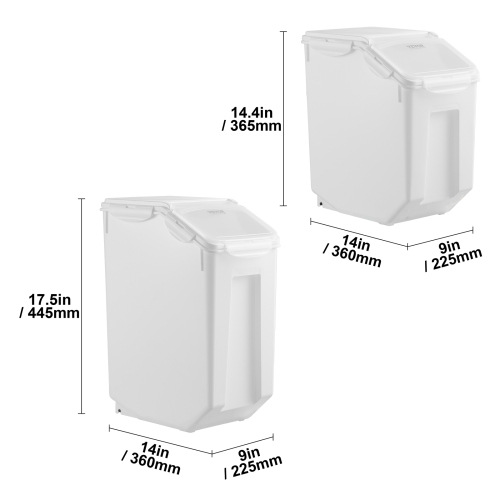 VEVOR 3.5Gal/15Lx2 + 4.5Gal/20Lx2 Rice Storage Container, Large Dog Food Dispenser Bin, Kitchen Ingredient Grain Cereal Bin, Pet food Containers with