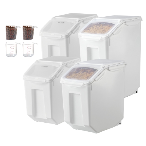 VEVOR 3.5Gal/15Lx2 + 4.5Gal/20Lx2 Rice Storage Container, Large Dog Food Dispenser Bin, Kitchen Ingredient Grain Cereal Bin, Pet food Containers with