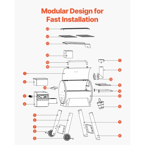 VEVOR 575 Square Inches Wood Pellet Grill Smoker, 8 in 1 BBQ Grills for Outdoor Cooking, Cook Area Electric Grill and Smoker, with LCD Screen