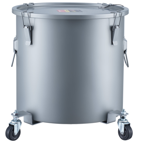 VEVOR 16 Gal Fryer Grease Bucket, Oil Disposal Caddy with Caster Base, Carbon Steel Rust-Proof Coating, Oil Transport Container with Lid, Lock Clips,