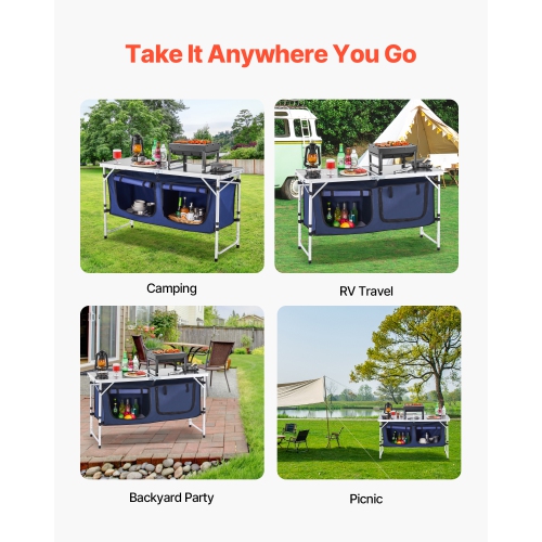 &nbsp;&nbsp;&nbsp;Table de cuisine de camping VEVOR,&nbsp;&nbsp;&nbsp;&nbsp;table de cuisson extérieure pliante,&nbsp;3&nbsp;&nbsp;hauteurs