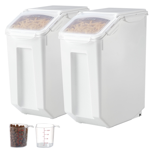 VEVOR 4.5Gallon/20L x2 Capacity Rice Storage Container, Large Dog Food Dispenser Bin, Kitchen Ingredient Grain Cereal Flour Bin, Pet food Containers