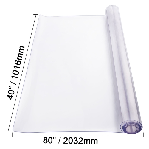 VEVOR 40 x 80 Inch 2.0 mm Plastic Table Cover, Thick Clear Table Protector, Rectangle PVC Desk Mat, Waterproof & Easy Cleaning Desk Pad Tablecloth,