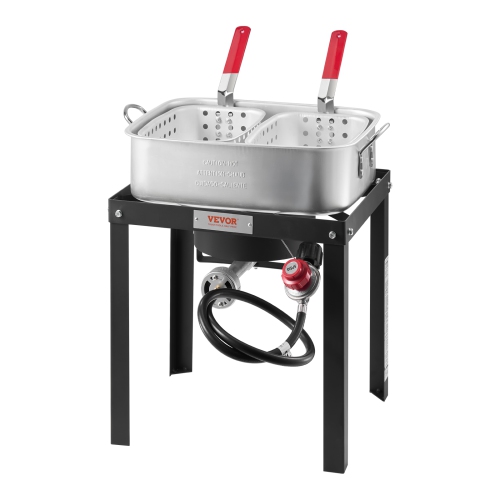 VEVOR 18 Qt Fish and Wing Fryer with Double Basket, Aluminum Propane Fish Fryer Kit, Outdoor Deep Fryer Seafood Pot with Thermometer and 58,000 BTUs