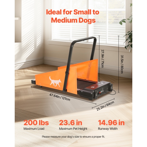VEVOR Dog Treadmill for Medium Dogs, 200 lbs Weight Capacity, Electric Dog Running Machine, Indoor Pet Treadmill with LED Display Screen & Foldable U