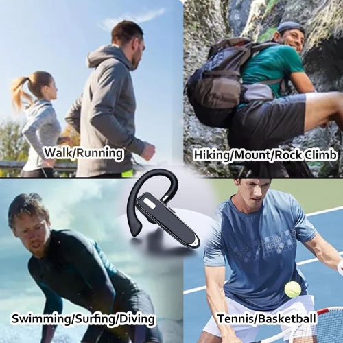 Wireless Single Ear Bluetooth Headset,Business Earpiece Built-in Mic,Noise Cancelling Headphone,Handsfree Sports Earphone for Driving Trucker Driver