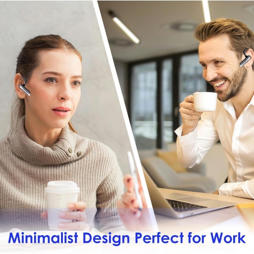 Oreillette Bluetooth à une oreille, écouteur sans fil avec étui de chargement, écouteurs mains libres micro à suppression du bruit pour la conduite