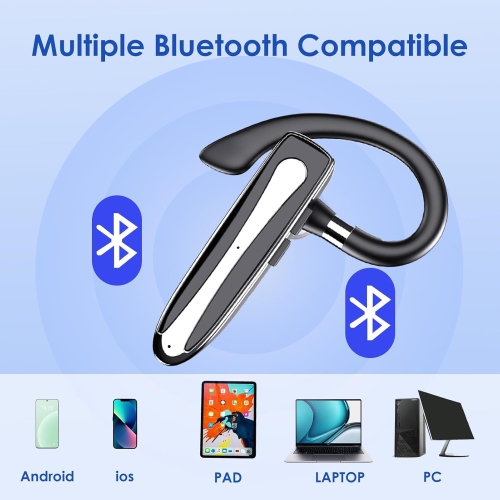 Oreillette Bluetooth à une oreille, écouteur sans fil avec étui de chargement, écouteurs mains libres micro à suppression du bruit pour la conduite