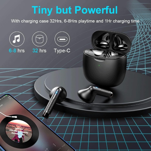 Wireless Earbuds,Bluetooth Earphones Stereo Bass,In-Ear Headphones Noise Cancelling Mic,Sports Bluetooth Earphones,Mini Rechargeable Ear Buds