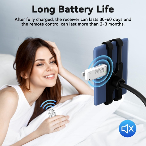 RF Remote Control Page Turner for Kindle Reading, Wireless E-Reader Controller for iPad Tablets iPhone Android-phones, eBook Readers Accessories