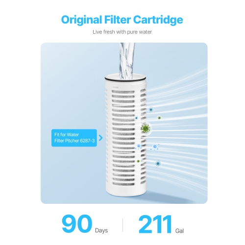 Paquet de 3 filtres à eau VEVOR, filtres à eau pour pichets et distributeurs, sans BPA, 3 derniers mois ou 211 gallons, réduction des odeurs,